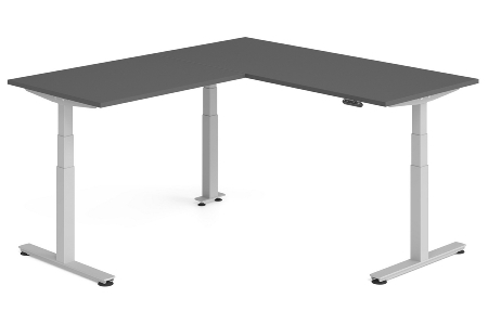 Hammerbacher Sitz-Steh-Winkeltisch XDSMW1916 elktr. höhenverstellbar Memory 180x240x63-127cm Eiche/Silber