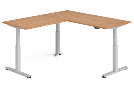 Hammerbacher Sitz-Steh-Winkeltisch XDSMW1916 elktr. höhenverstellbar Memory 180x240x63-127cm Eiche/Silber