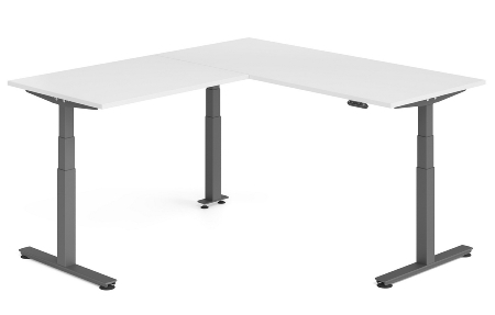 Hammerbacher Sitz-Steh-Winkeltisch XDSMW1916 elktr. höhenverstellbar Memory 180x240x63-127cm Eiche/Silber