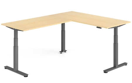 Hammerbacher Sitz-Steh-Winkeltisch XDSMW1916 elktr. höhenverstellbar Memory 180x240x63-127cm Eiche/Silber