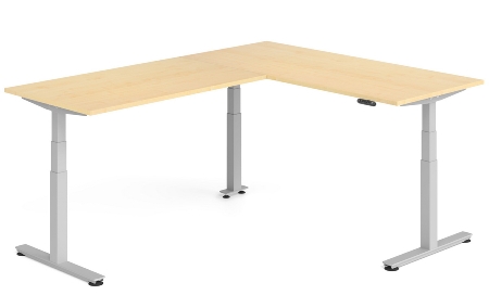 Hammerbacher Sitz-Steh-Winkeltisch XDSMW1916 elktr. höhenverstellbar Memory 180x240x63-127cm Eiche/Silber