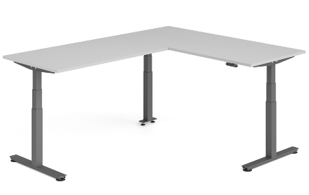 Hammerbacher Sitz-Steh-Winkeltisch XDSMW1916 elktr. höhenverstellbar Memory 180x240x63-127cm Eiche/Silber