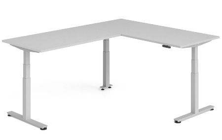 Hammerbacher Sitz-Steh-Winkeltisch XDSMW1916 elktr. höhenverstellbar Memory 180x240x63-127cm Eiche/Silber