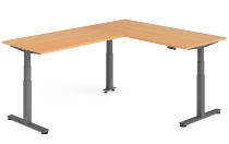 Hammerbacher Sitz-Steh-Winkeltisch XDSMW1916 elktr. höhenverstellbar Memory 180x240x63-127cm Eiche/Silber