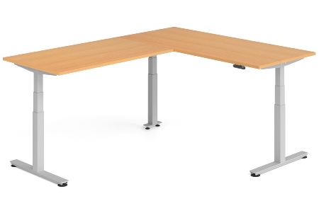 Hammerbacher Sitz-Steh-Winkeltisch XDSMW1916 elktr. höhenverstellbar Memory 180x240x63-127cm Eiche/Silber