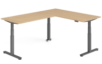 Hammerbacher Sitz-Steh-Winkeltisch XDSMW1916 elktr. höhenverstellbar Memory 180x240x63-127cm Eiche/Silber