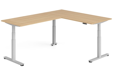 Hammerbacher Sitz-Steh-Winkeltisch XDSMW1916 elktr. höhenverstellbar Memory 180x240x63-127cm Eiche/Silber