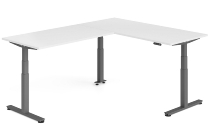 Hammerbacher Sitz-Steh-Winkeltisch XDSMW1916 elktr. höhenverstellbar Memory 180x240x63-127cm Eiche/Silber