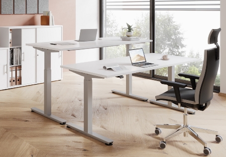 Schreibtisch XMST19 Steh-/Sitzarbeitsplatz T-Fuß (BxT) 180x80cm Elektroantrieb 1-stufig Arbeitshöhe 72-119cm Asteiche