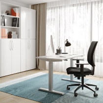 Schreibtisch XMST612 Steh-/Sitzarbeitsplatz T-Fuß (BxT) 120x67cm Elektroantrieb 1-stufig Arbeitshöhe 72-119cm Weiß