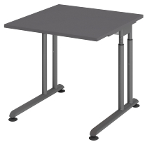 Hammerbacher Schreibtisch Serie ZS08/G C-Fuß Arbeitshöhe 68-82cm (BxT) 80x80cm Graphit/Graphit