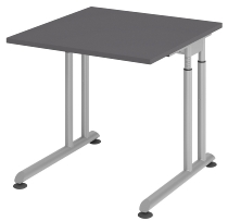 Hammerbacher Schreibtisch Serie ZS08/G C-Fuß Arbeitshöhe 68-82cm (BxT) 80x80cm Graphit/Graphit