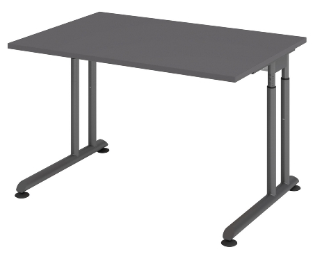 Hammerbacher Schreibtisch Serie ZS08/G C-Fuß Arbeitshöhe 68-82cm (BxT) 80x80cm Graphit/Graphit