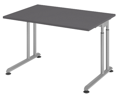 Hammerbacher Schreibtisch Serie ZS08/G C-Fuß Arbeitshöhe 68-82cm (BxT) 80x80cm Graphit/Graphit