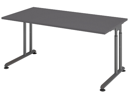 Hammerbacher Schreibtisch Serie ZS08/G C-Fuß Arbeitshöhe 68-82cm (BxT) 80x80cm Graphit/Graphit