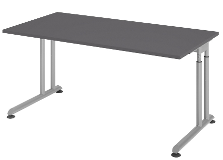 Hammerbacher Schreibtisch Serie ZS08/G C-Fuß Arbeitshöhe 68-82cm (BxT) 80x80cm Graphit/Graphit