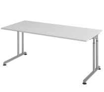 Hammerbacher Schreibtisch Serie ZS16/S C-Fuß Arbeitshöhe 68-82cm (BxT) 160x80cm Weiß/Silber