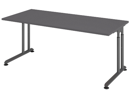 Hammerbacher Schreibtisch Serie ZS08/G C-Fuß Arbeitshöhe 68-82cm (BxT) 80x80cm Graphit/Graphit