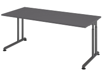Hammerbacher Schreibtisch Serie ZS08/G C-Fuß Arbeitshöhe 68-82cm (BxT) 80x80cm Graphit/Graphit