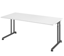 Hammerbacher Schreibtisch Serie ZS16/S C-Fuß Arbeitshöhe 68-82cm (BxT) 160x80cm Weiß/Silber