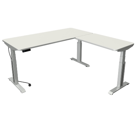 Steh-/Sitztisch Move Professional (BxTxH) 180 x 80 x 64-129cm mit Anbau 100x60cm Anthrazit/Weiß