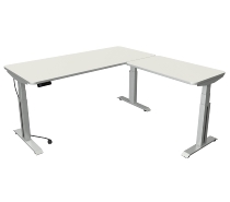 Kerkmann Steh-/Sitztisch Move Professional (BxTxH) 180x80x64-129cm mit Anbau 100x60cm Silber/Weiß