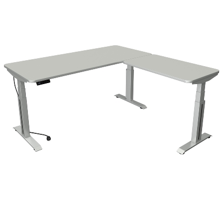 Steh-/Sitztisch Move Professional (BxTxH) 180 x 80 x 64-129cm mit Anbau 100x60cm Anthrazit/Weiß