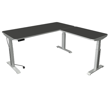 Steh-/Sitztisch Move Professional (BxTxH) 180 x 80 x 64-129cm mit Anbau 100x60cm Anthrazit/Weiß