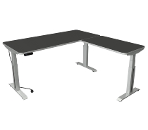 Kerkmann Steh-/Sitztisch Move Professional (BxTxH) 180x80x64-129cm mit Anbau 100x60cm Silber/Anthrazit
