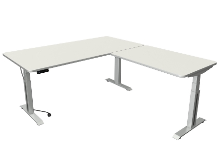 Steh-/Sitztisch Move Professional (BxTxH) 180 x 80 x 64-129cm mit Anbau 100x60cm Anthrazit/Weiß