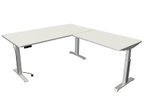 Kerkmann Steh-/Sitztisch Move Professional (BxTxH) 200x100x64-129cm mit Anbau 120x80cm Silber/Weiß