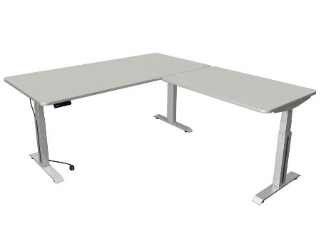 Steh-/Sitztisch Move Professional (BxTxH) 180 x 80 x 64-129cm mit Anbau 100x60cm Anthrazit/Weiß