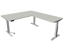 Kerkmann Steh-/Sitztisch Move Professional (BxTxH) 200x100x64-129cm mit Anbau 120x80cm Silber/Lichtgrau