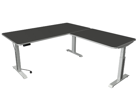 Steh-/Sitztisch Move Professional (BxTxH) 180 x 80 x 64-129cm mit Anbau 100x60cm Anthrazit/Weiß