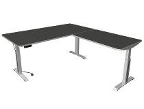 Kerkmann Steh-/Sitztisch Move Professional (BxTxH) 200x100x64-129cm mit Anbau 120x80cm Silber/Anthrazit