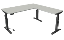 Steh-/Sitztisch Move Professional (BxTxH) 180 x 80 x 64-129cm mit Anbau 100x60cm Anthrazit/Weiß