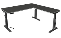 Steh-/Sitztisch Move Professional (BxTxH) 180 x 80 x 64-129cm mit Anbau 100x60cm Anthrazit/Weiß