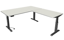 Steh-/Sitztisch Move Professional (BxTxH) 180 x 80 x 64-129cm mit Anbau 100x60cm Anthrazit/Weiß