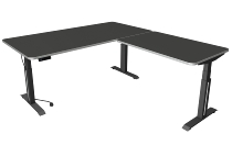 Steh-/Sitztisch Move Professional (BxTxH) 180 x 80 x 64-129cm mit Anbau 100x60cm Anthrazit/Weiß