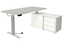 Kerkmann 1771 Steh-/Sitztisch mit Sideboard Move 1 STYLE (BxTxH) 160x80/102x500 Lichtgrau/Silber