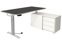 Kerkmann 1772 Steh-/Sitztisch mit Sideboard Move 1 STYLE (BxTxH) 160x80/102x500 Anthrazit/Silber