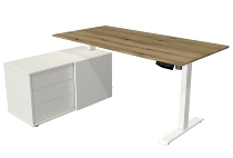 Komplettarbeitsplatz MOVE 1 Weiß Tisch/Gestell/Sideboard Weiß/Eiche