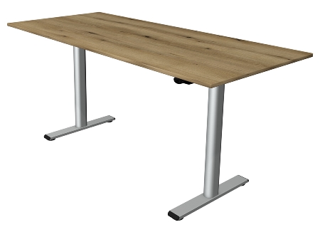 Kerkmann Sitz-/Stehtisch MOVE 1 eco (BxT) 180x80 cm elektrische Höhenverstellung 73-123 cm Silber/Eiche