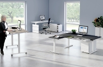 Kerkmann 3815 Sitz-/Stehtisch Move 3 T-Fuß (BxTxH) 200x100x72-120cm elektr. Höhenverstellung Weiß/Weiß