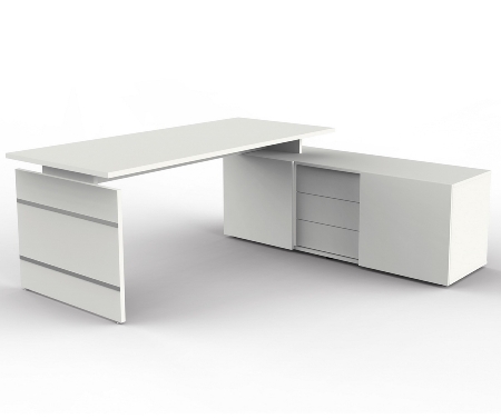 Kerkmann 4461 Komplettarbeitsplatz Form 4 Auflage-Schreibtisch mit Sideboard (BxTxH) 180x80x74cm Weiß/Wenge