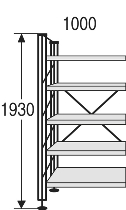 Kerkmann 1210 Bibliotheks-Regalfeld Libra 5 Stahlböden mit Anschlag (TxBxH) 250x1000x1930mm S/LG
