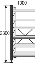 Kerkmann 1420 Bibliotheks-Regalfeld Libra 6 Stahlböden ohne Anschlag (TxBxH) 250x1000x2300mm S/LG