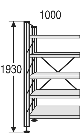 Kerkmann 1310 Bibliotheks-Regalfeld Libra 5 Holzböden mit Anschlag (TxBxH) 250x1000x1930mm S/Buche
