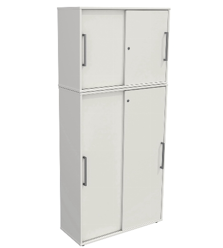 Kerkmann 449X Schiebetürenschrank 6OH (BxTxH) 100x40x222cm Gütespan aus E1 Gütespan Weiß