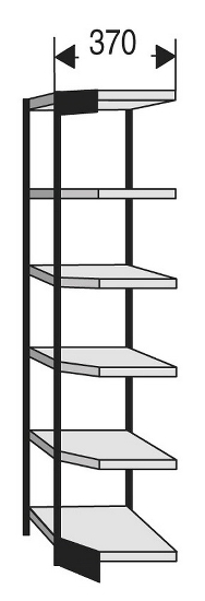 Kerkmann 2188 Büro-Regal Progress 2000 Eckfeld 6 Fachböden (TxH) 60 X 225cm Schwarz/Grau